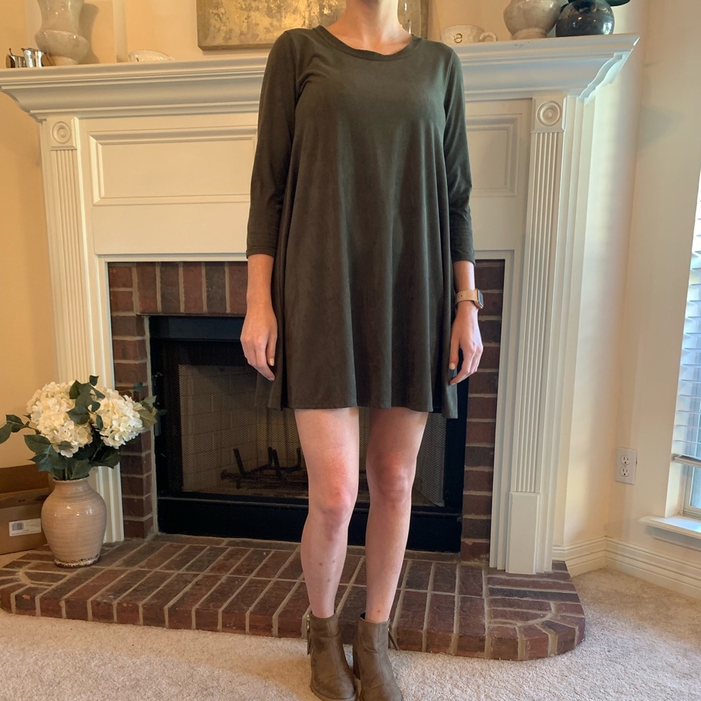 Green suede dress